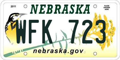 NE license plate WFK723
