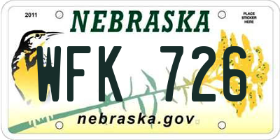 NE license plate WFK726