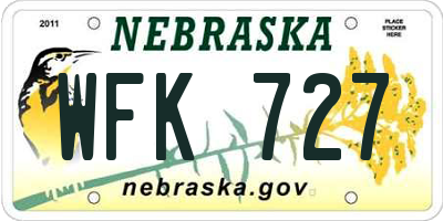 NE license plate WFK727