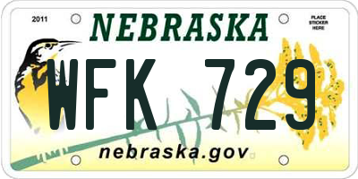 NE license plate WFK729