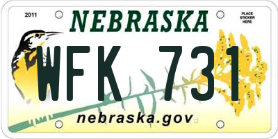 NE license plate WFK731