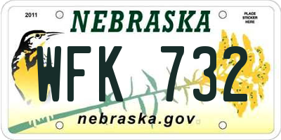 NE license plate WFK732