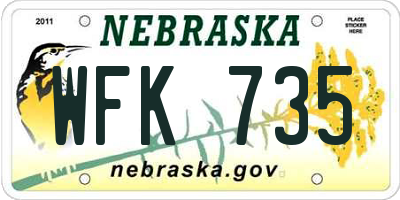 NE license plate WFK735