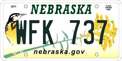 NE license plate WFK737