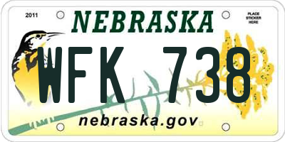 NE license plate WFK738