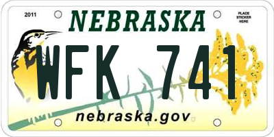 NE license plate WFK741