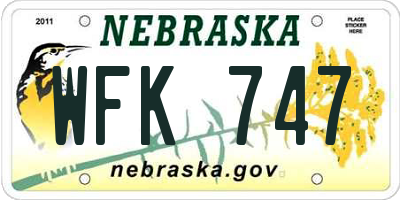 NE license plate WFK747