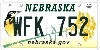 NE license plate WFK752
