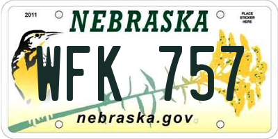 NE license plate WFK757