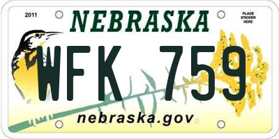 NE license plate WFK759