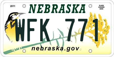 NE license plate WFK771