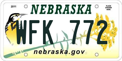 NE license plate WFK772