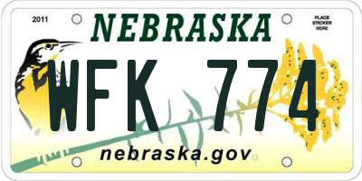 NE license plate WFK774