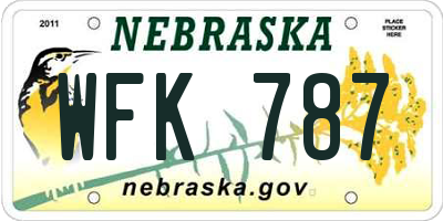 NE license plate WFK787