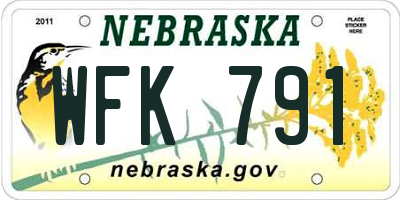 NE license plate WFK791