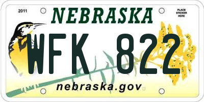 NE license plate WFK822