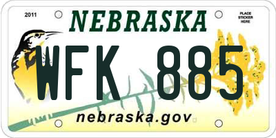 NE license plate WFK885
