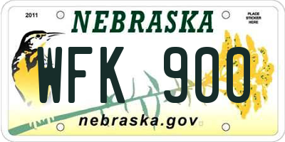 NE license plate WFK900