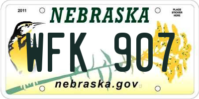 NE license plate WFK907