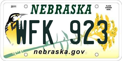 NE license plate WFK923