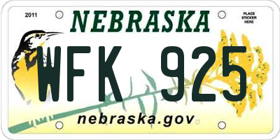 NE license plate WFK925