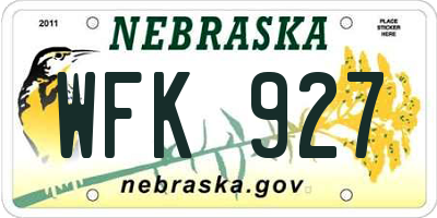 NE license plate WFK927