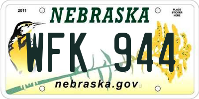 NE license plate WFK944