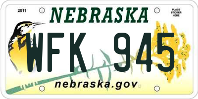 NE license plate WFK945