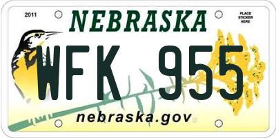 NE license plate WFK955