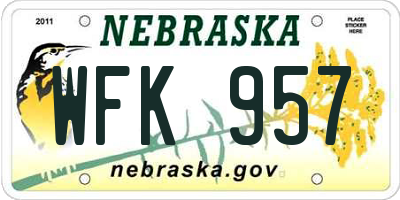NE license plate WFK957