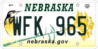NE license plate WFK965