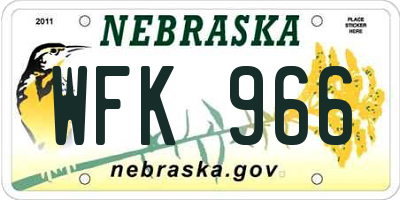 NE license plate WFK966