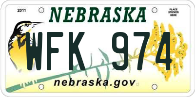 NE license plate WFK974