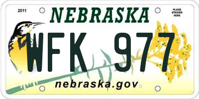 NE license plate WFK977