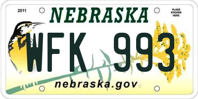 NE license plate WFK993
