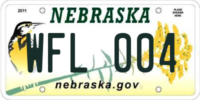 NE license plate WFL004