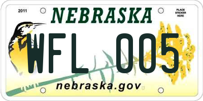 NE license plate WFL005