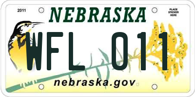 NE license plate WFL011
