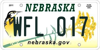 NE license plate WFL017