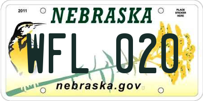 NE license plate WFL020