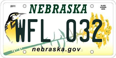 NE license plate WFL032