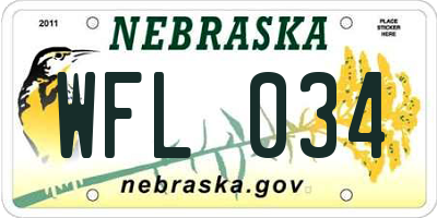 NE license plate WFL034