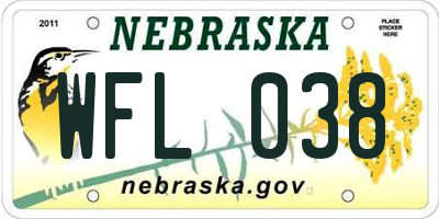 NE license plate WFL038