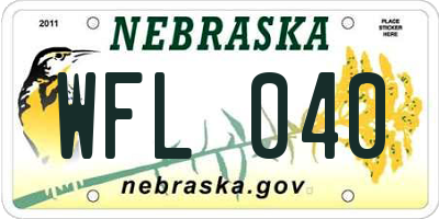 NE license plate WFL040