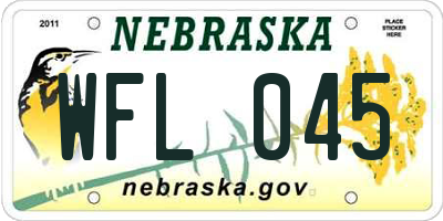 NE license plate WFL045