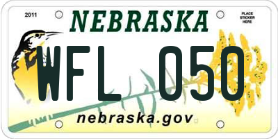 NE license plate WFL050