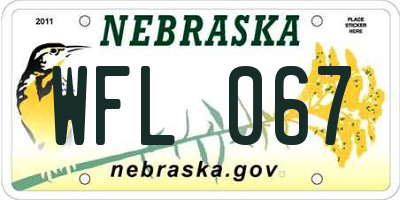 NE license plate WFL067