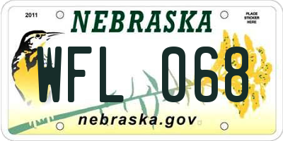 NE license plate WFL068