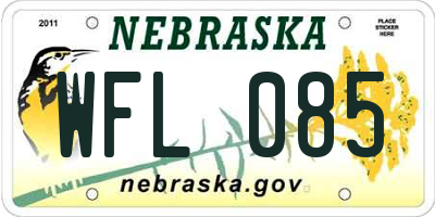 NE license plate WFL085