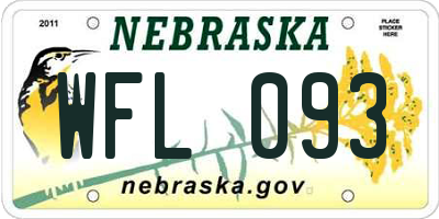 NE license plate WFL093